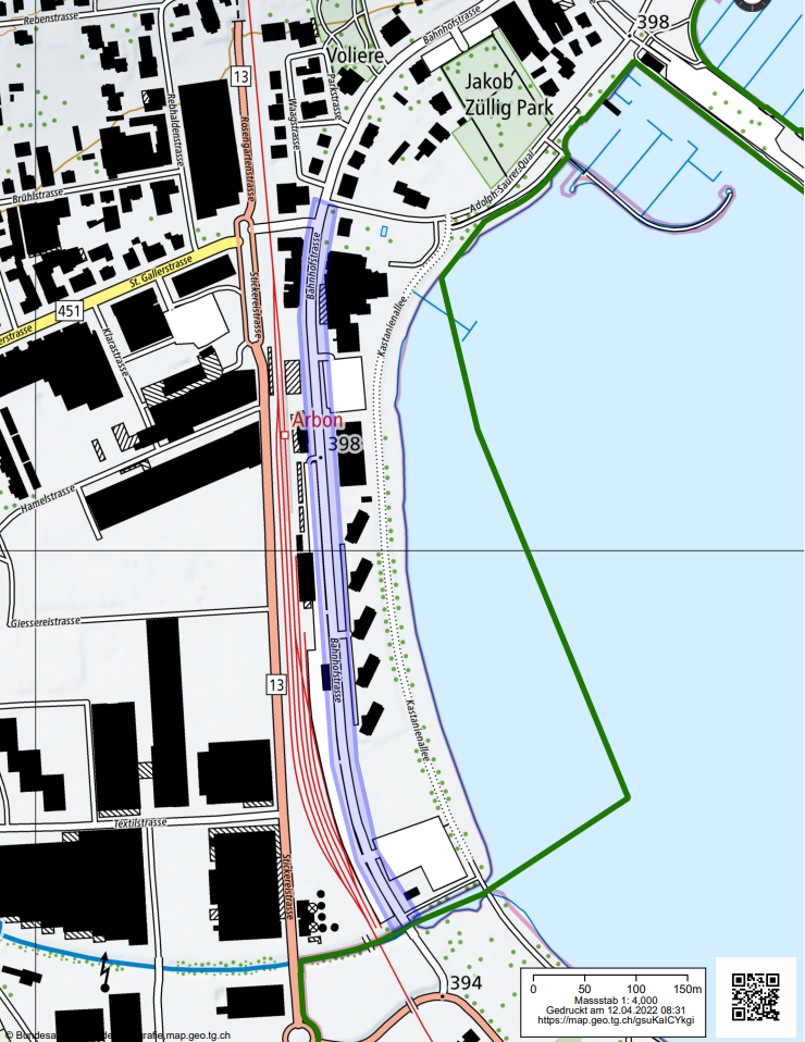Perimeterbereich Bahnhofstrasse Süd Sportplatz Stacherholz
